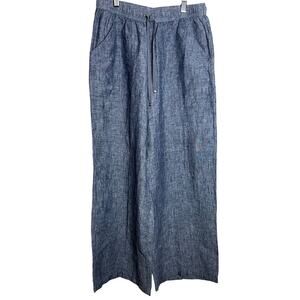 Max Edition | Women's Size S 100% Linen Wide Leg Pant Blue